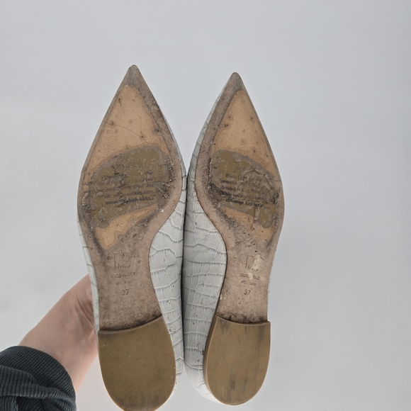 M.M.LAFLEUR The Rowan Flat embossed croc pointy toe grey size 37 - Picture 5 of 8